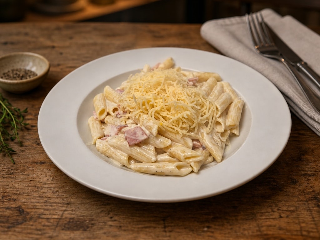 Penne met ham en room