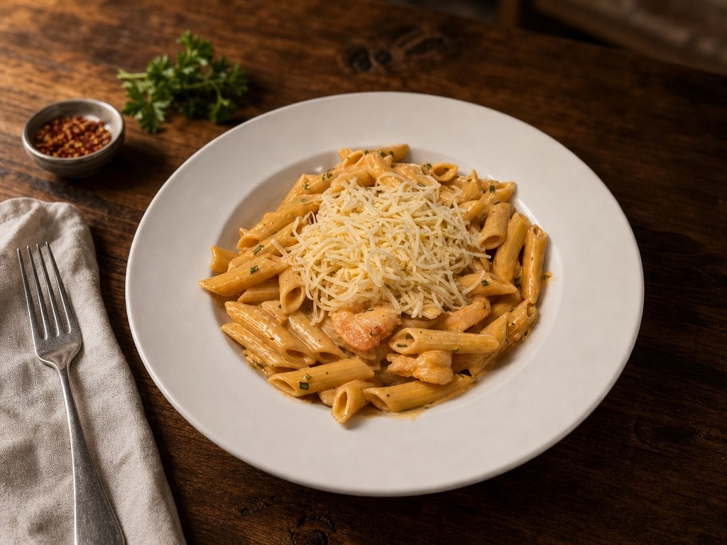 Penne met scampi's
