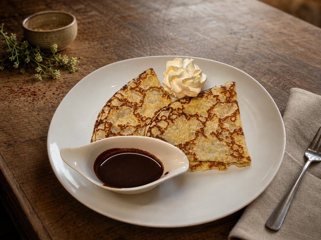 Pannenkoeken met warme chocolade