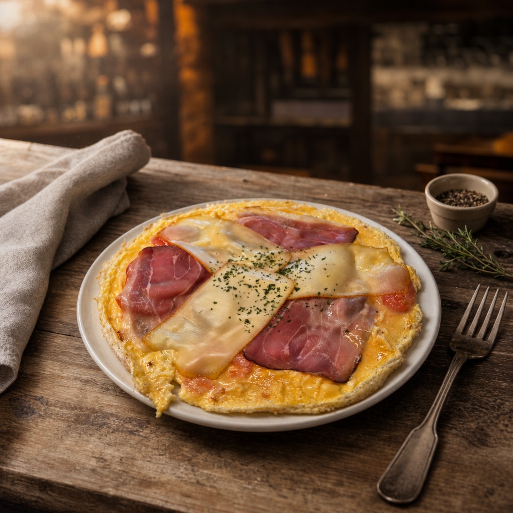 Omelet ham, kaas d'Orval